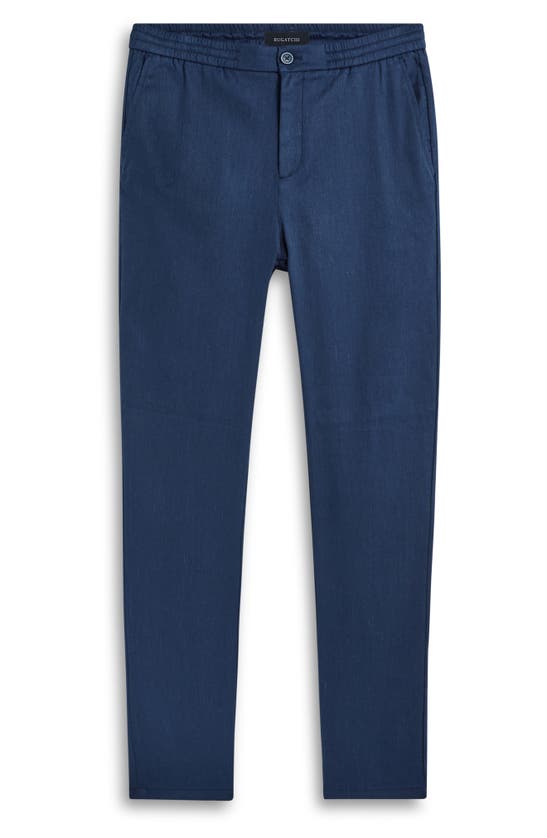 Shop Bugatchi Stretch Cotton & Linen Pants In Navy
