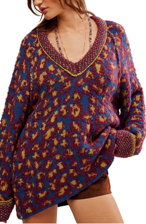 Free People Animal Pattern Tunic Sweater In Multi