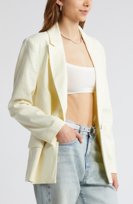 Open Edit Linen Blend Blazer In Yellow Frost