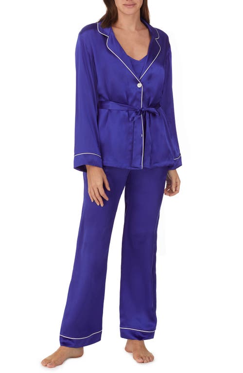 BedHead Pajamas 3-Piece Silk Pajamas in Mid Blue