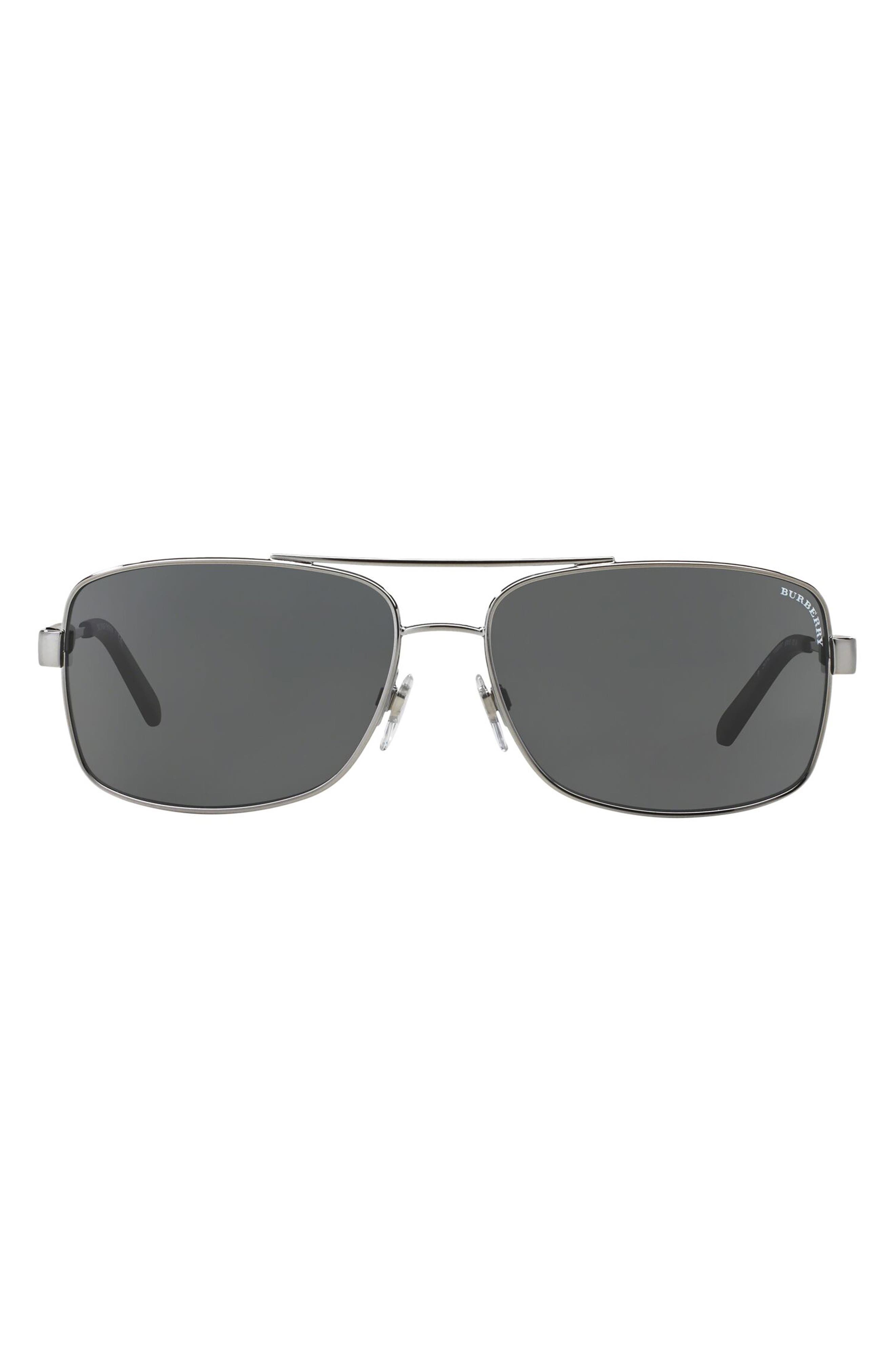 Burberry 63mm Oversize Rectangle Sunglasses in Gunmetal /Grey at Nordstrom
