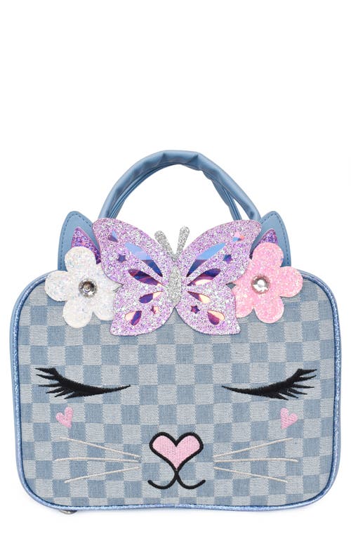 Shop Omg Accessories Kids' Bella Checkered Denim Lunch Bag In Light Denim