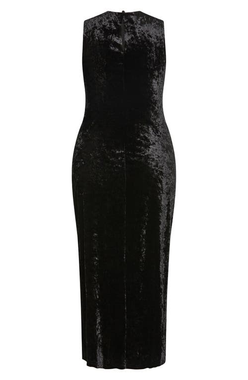 Shop City Chic Mae Sleeveless Crushed Velvet Dress In Black