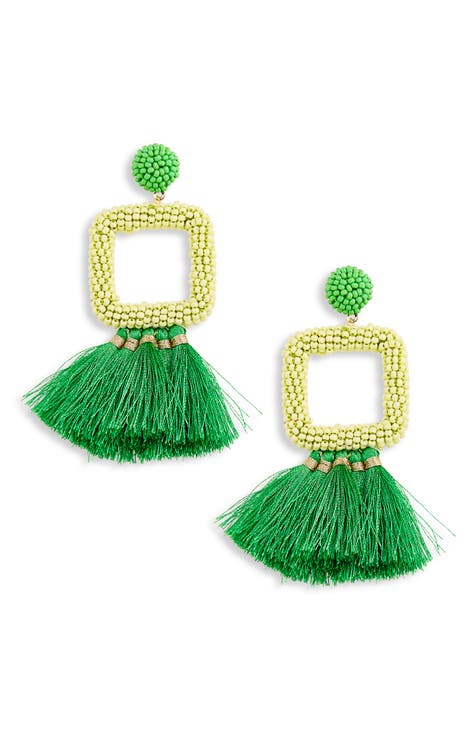 Bead & Tassel Drop Earrings