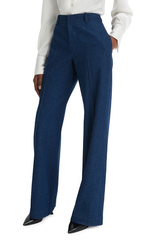 Shop Vince Pintuck Wide Leg Pants In Indigo