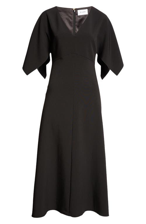 ST JOHN ST. JOHN COLLECTION FLUTTER SLEEVE STRETCH CADY MIDI DRESS 