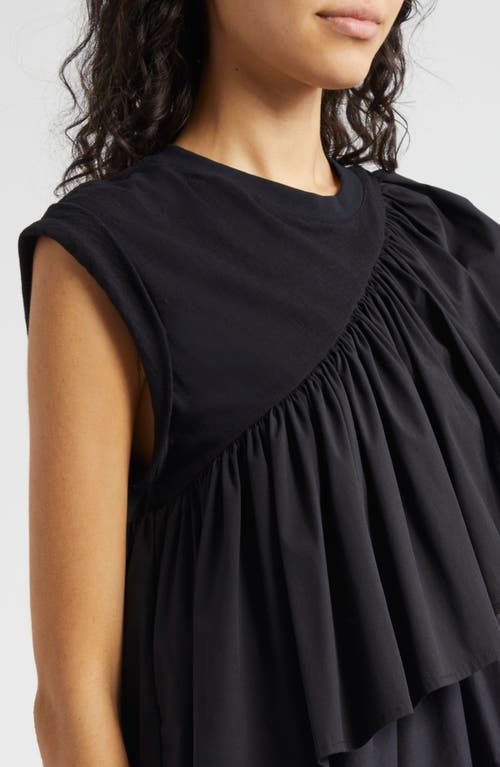 Shop Cinq À Sept Micki Woven Ruffle Layer T-shirt In Black