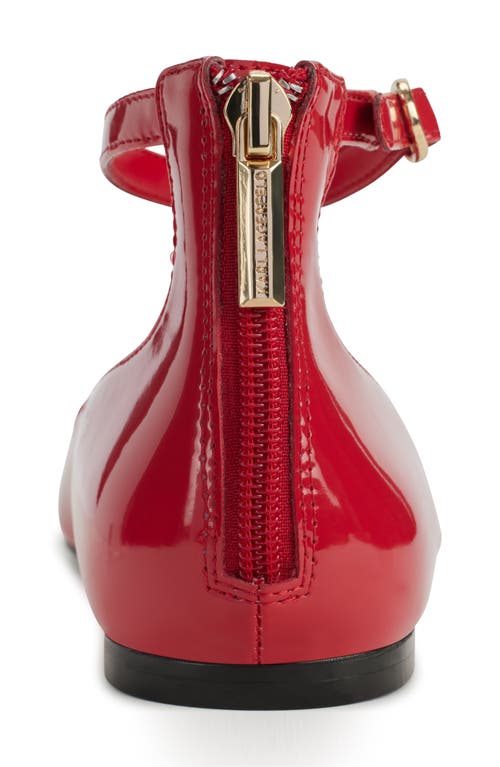 Karl Lagerfeld Paris Zyvia Ankle Strap Flat In Classic Red