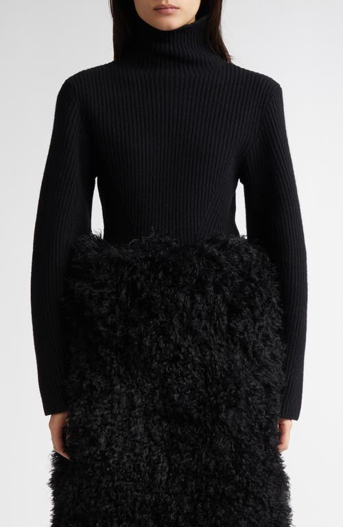 EENK Rib Wool Blend Turtleneck Sweater in Black 