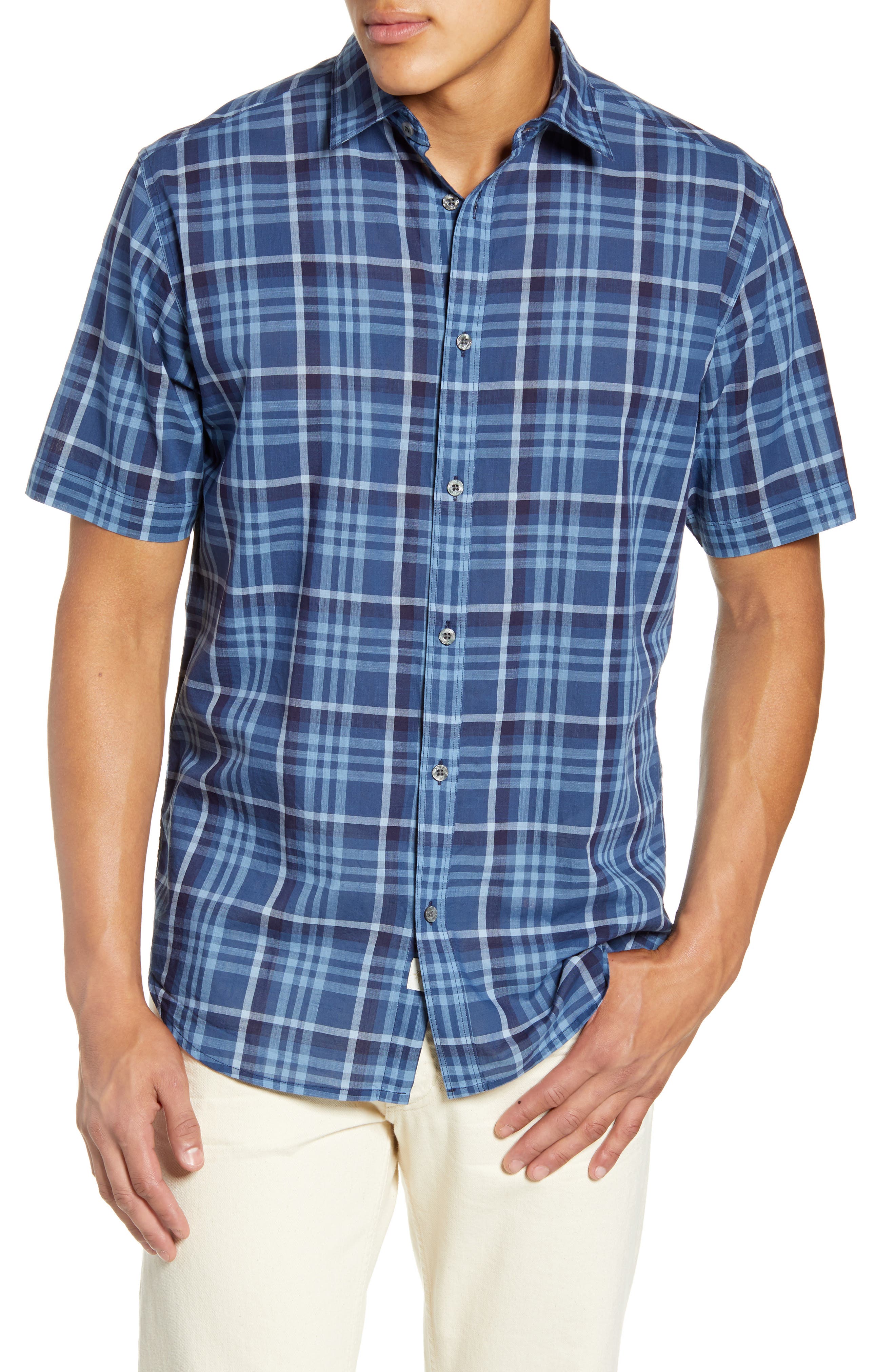 Coastaoro Coetez Regular Fit Plaid Sport Shirt, Blue