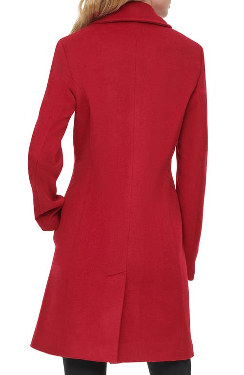 Calvin Klein Notch Wool Blend Coat In Red Velvet