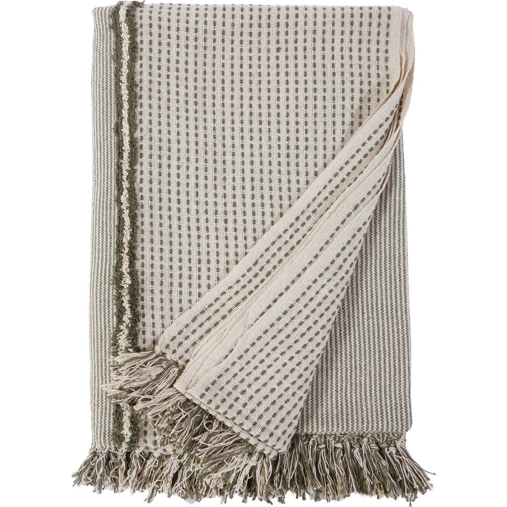 Pom Pom At Home Jagger Oversized Throw In Ivory/moss