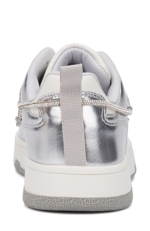New York And Company Fable Metallic Sneaker In Silver