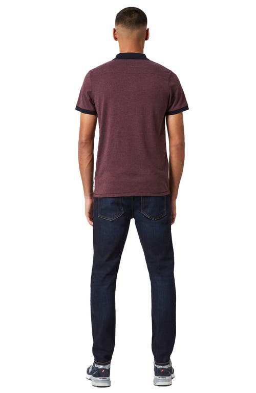 Shop French Connection Contrast Collar Polo In Bordeaux Mel/dk Navy