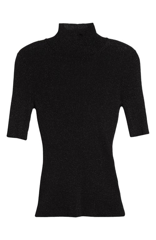 Shop Missoni Glitter Effect Short Sleeve Turtleneck In Black