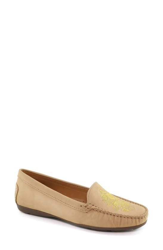 Driver Club Usa Nashville Embroidered Loafer In Sand Nubuck