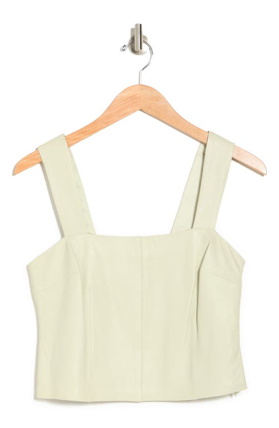 Vince Square Neck Leather Tank Top In Celery