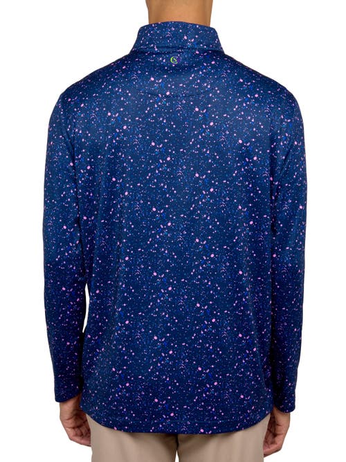 Construct Con.struct Paint Splatter Print Performance Quarter Zip In Navy/pink