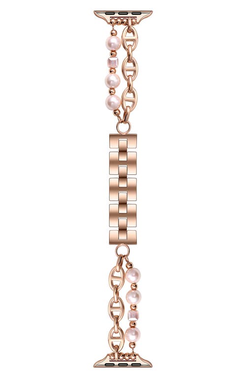 The Posh Tech Luna Imitation Pearl Apple Watch® Watchband, 42mm in Rose Gold 