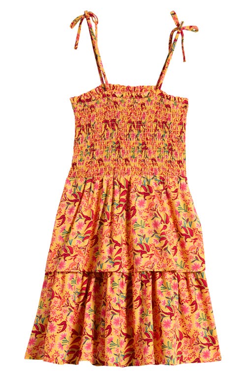 WALKING ON SUNSHINE WALKING ON SUNSHINE KIDS' FLORAL SMOCKED TIERED SUNDRESS 