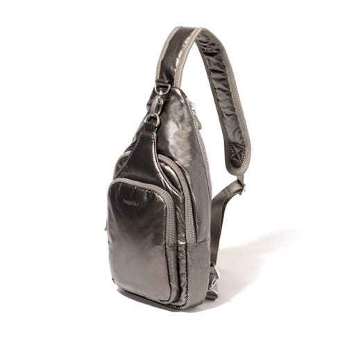 Baggallini Central Park Sling Bag In Gunmetal Puff
