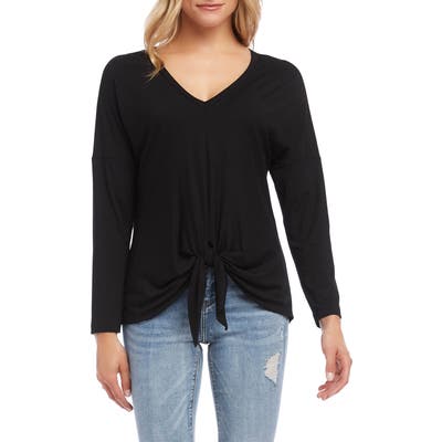 Karen Kane Drop Shoulder Tie Front Top, Black