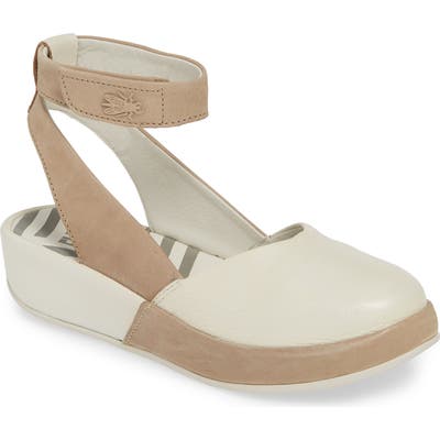 Fly London Boke Ankle Strap Flat, Beige