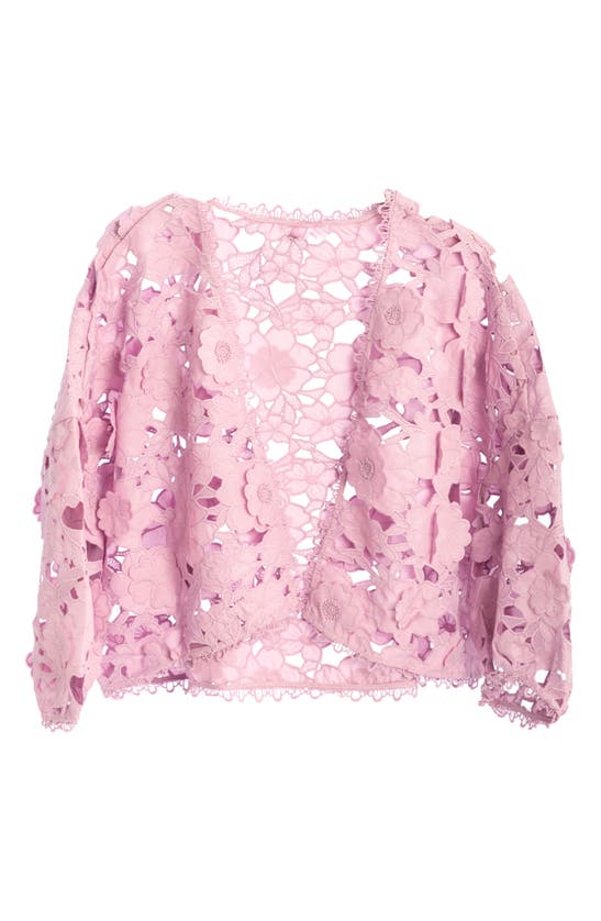 SAACHI SAACHI FLORAL LACE CUTOUT BOLERO CARDIGAN