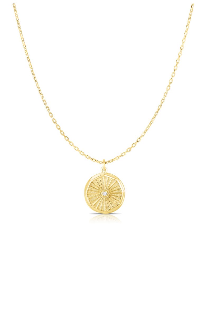 SPHERA MILANO 14K Gold Vermeil CZ Medallion Pendant Necklace, Main, color, YELLOW GOLD