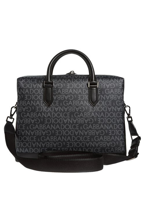 Dolce & Gabbana All-over Jacquard Coated Fabric Briefcase In Black