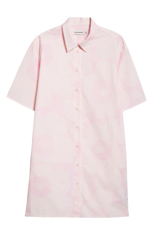 Shop Marimekko Monolitti Unikko Poplin Shirtdress In Light Pink