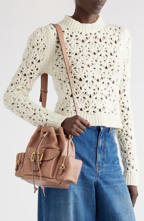 Shop Chloé Camera Leather Bucket Bag In Woodrose