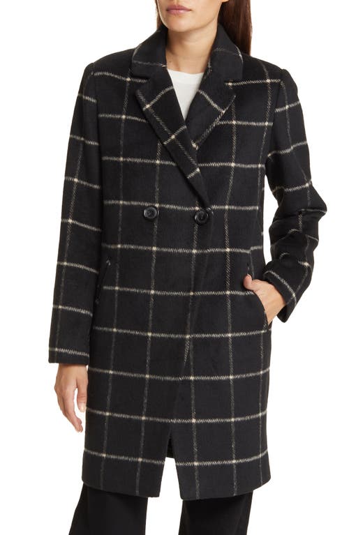 Shop Sam Edelman Windowpane Plaid Coat In Black/white