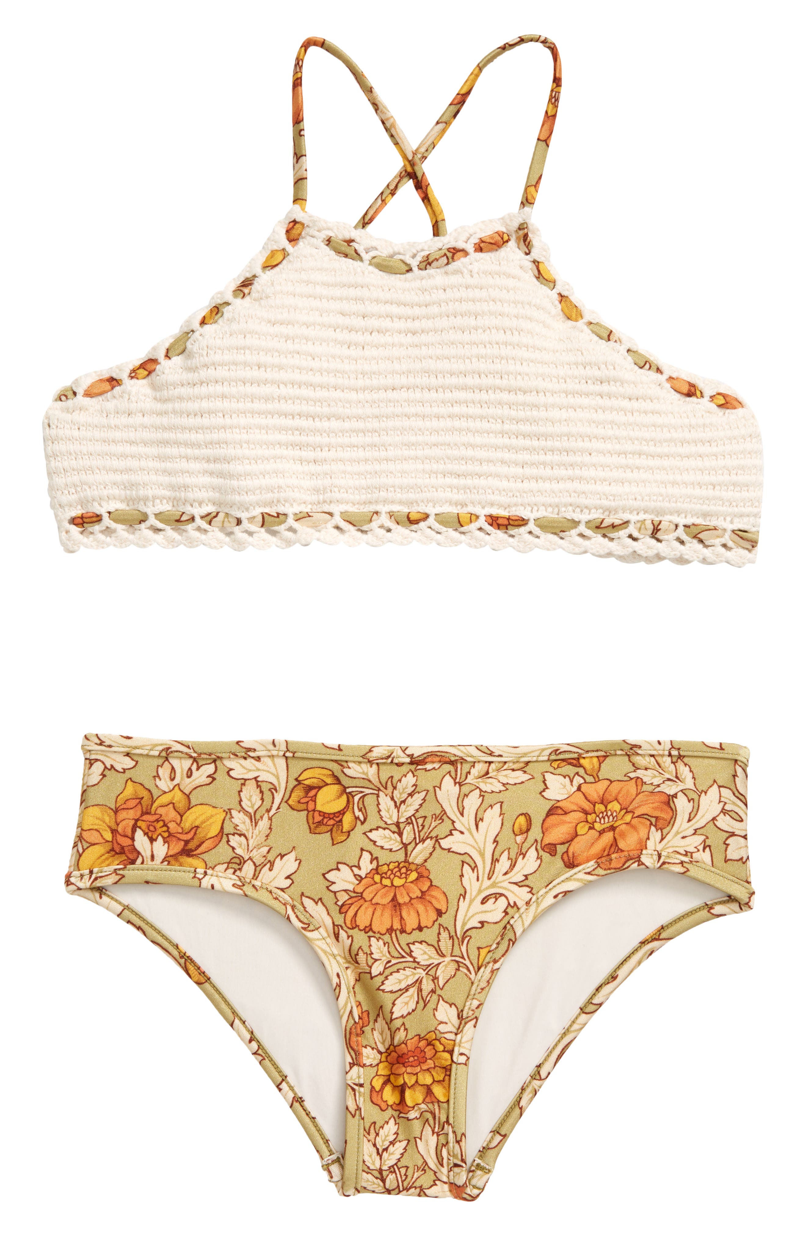 Zimmermann Kids' Andie Crochet Two-Piece Swimsuit in Mismatched at Nordstrom, Size 1Y Us