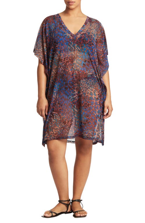 Mesh Cover-Up Caftan in Blue