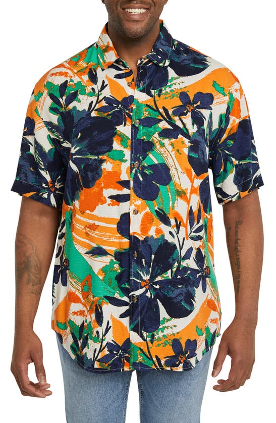 Shop Johnny Bigg Honduras Floral Short Sleeve Button-up Shirt In Green