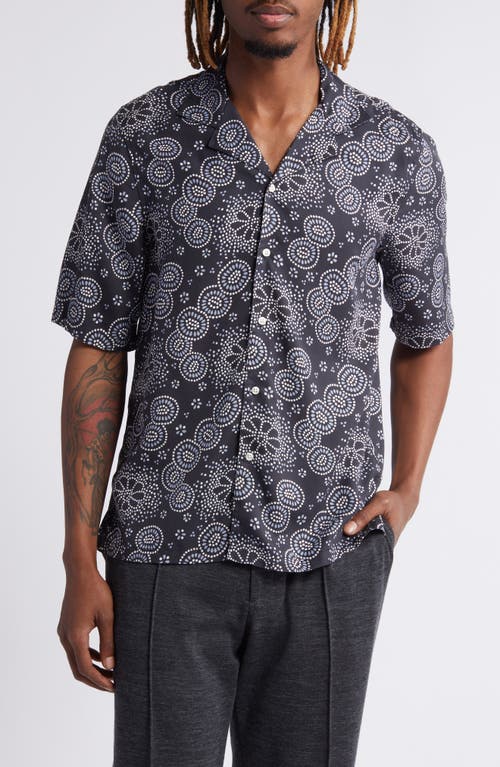 Officine Générale Eren Twill Camp Shirt Dark Navy/Blue/White at Nordstrom,