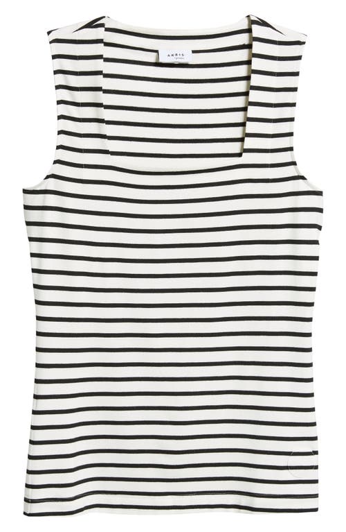 Akris Punto Stripe Square Neck Tank In Cream-black