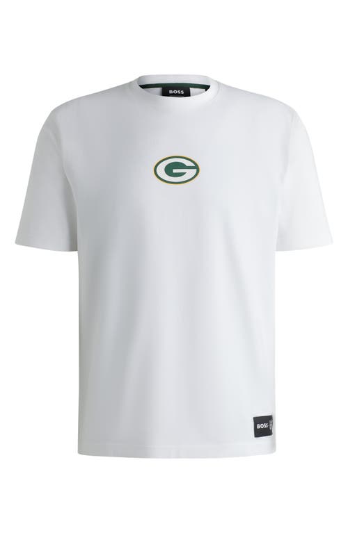 Shop Hugo Boss Boss X Nfl Stretch Cotton Graphic T-shirt In Green Bay Packers - White