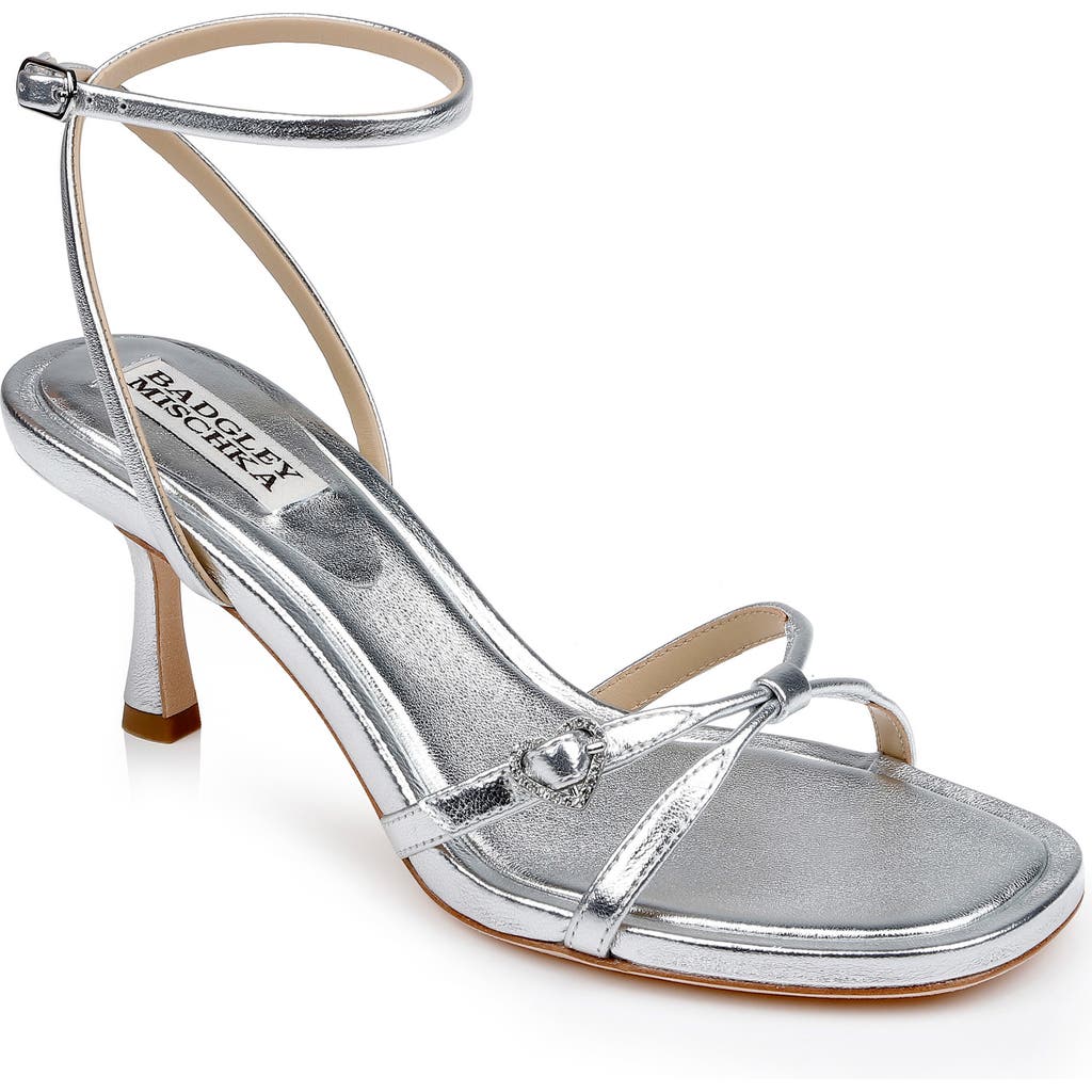 Shop Badgley Mischka Collection Brynna Ankle Strap Sandal In Silver Leather