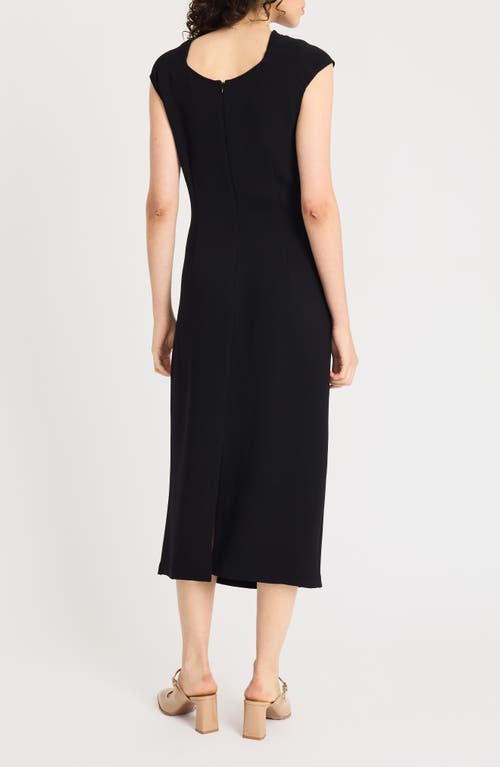 Shop Luxely Cowl Neck Midi Sheath Dress In Meteorite