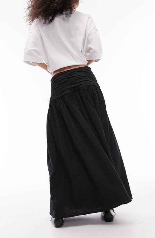 Shop Topshop Ruched Waist Maxi Skirt In Black