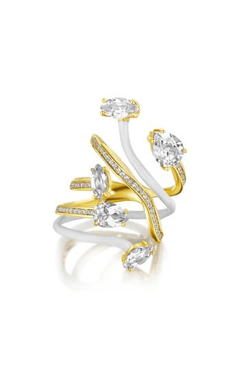 House Of Frosted White Topaz Vine Ring In Gold