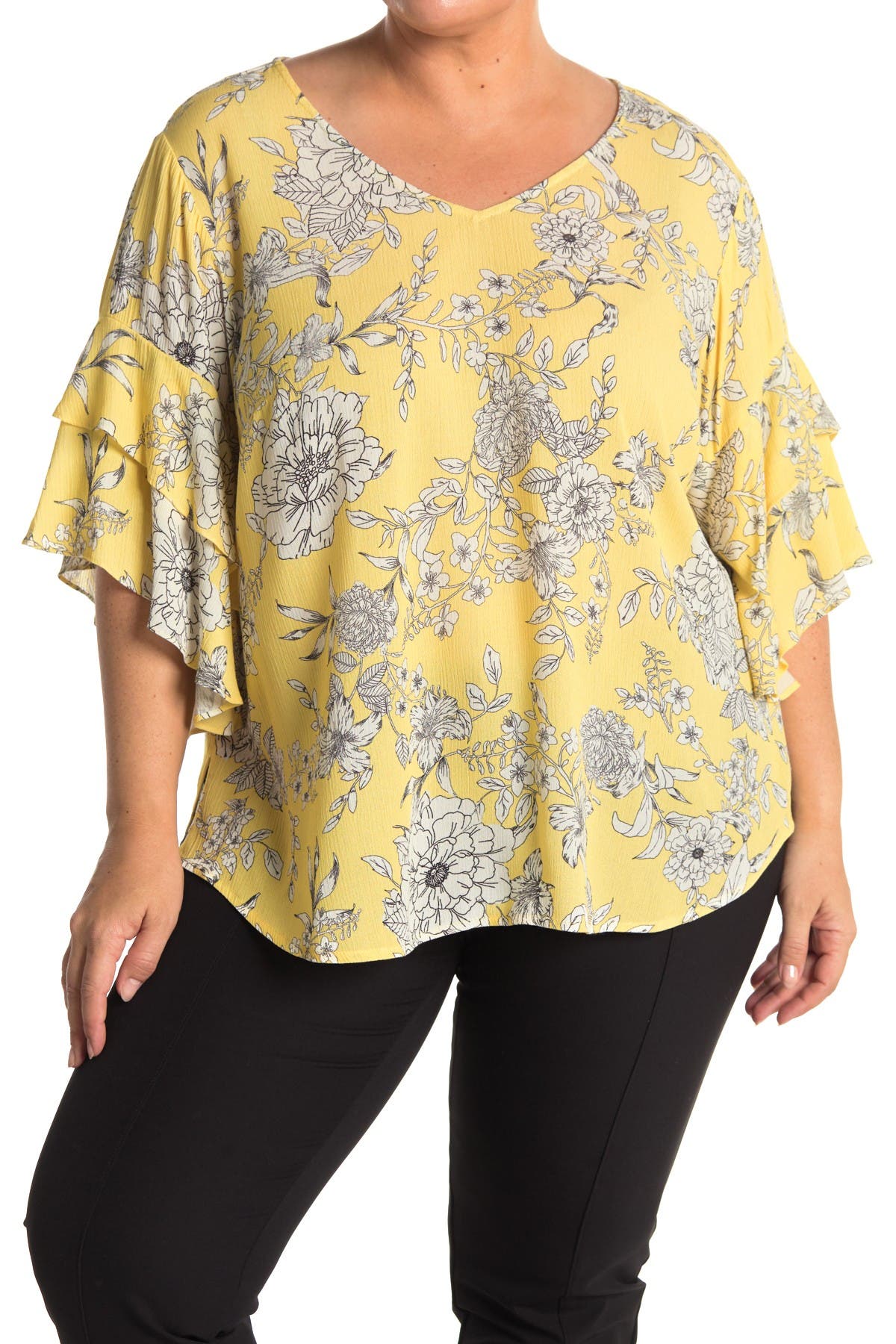 karen kane ruffle sleeve top