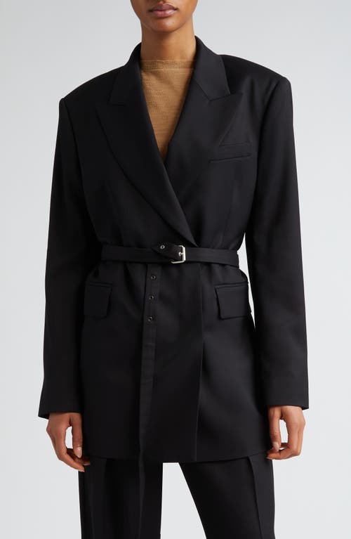 Acne Studios Jacob Herringbone Belted Blazer Black at Nordstrom, Us