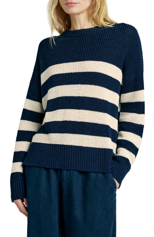 Miramar Stripe Linen & Organic Cotton Sweater in Kadena Navy Stripe