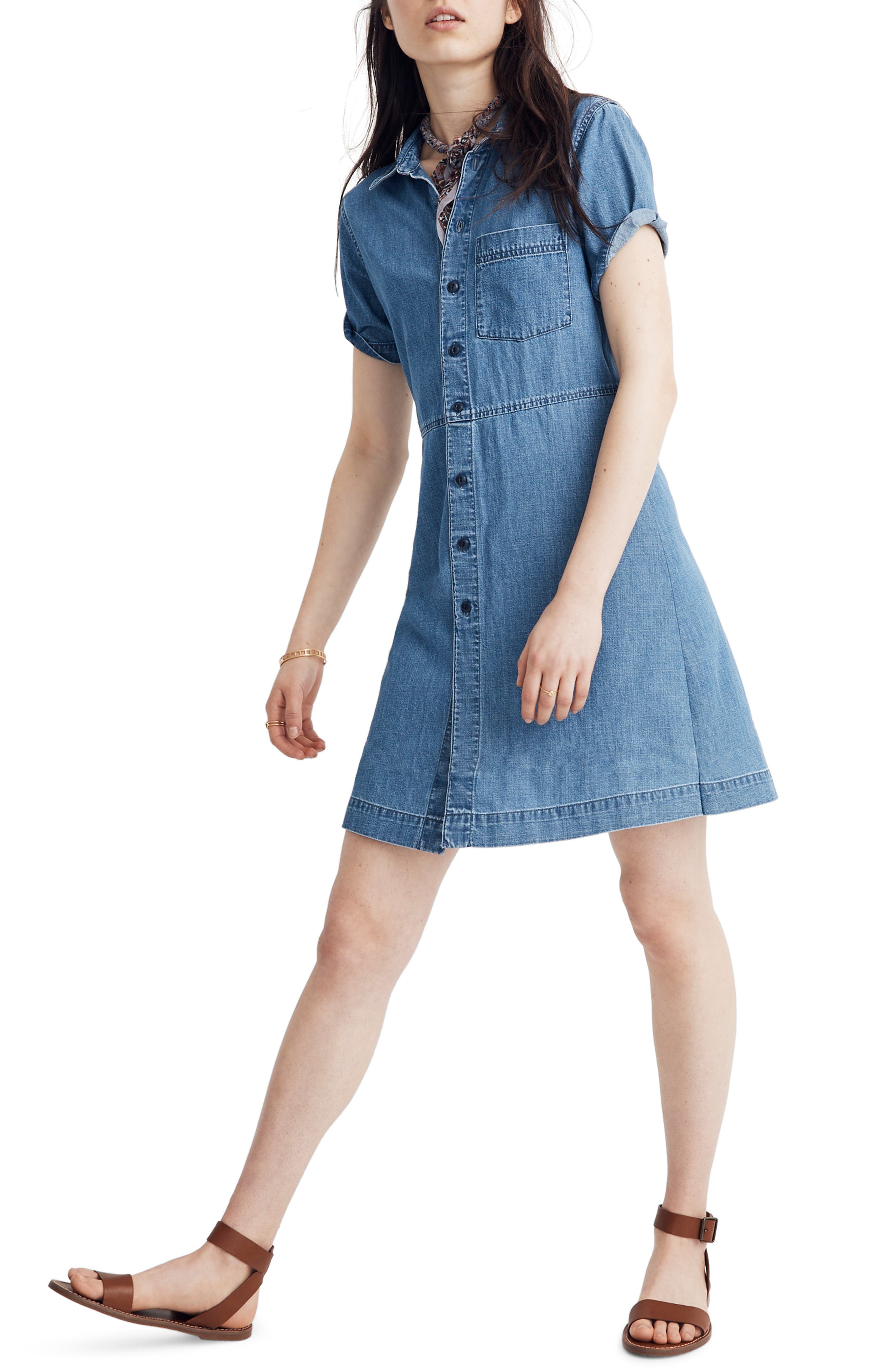 denim short sleeve shirt dress