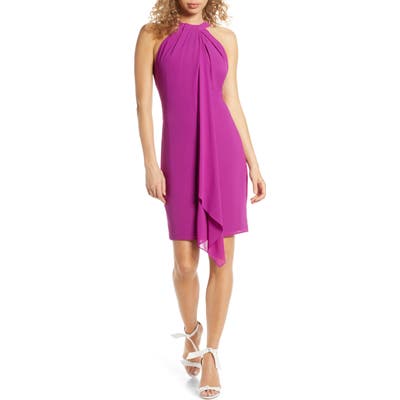 Mark + James By Badgley Mischka Drape Neck Halter Dress, Purple