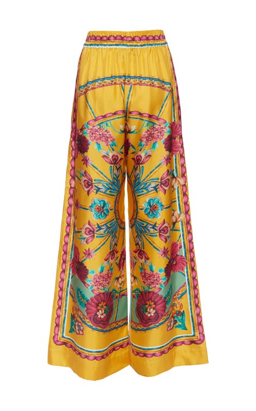 La Doublej Graphic-print Silk Palazzo Pants In Zodiac Placée Marigold