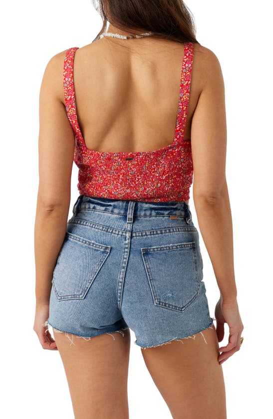 Shop O'neill Kiko Ditsy Floral Ruched Crop Tank In Red Hot